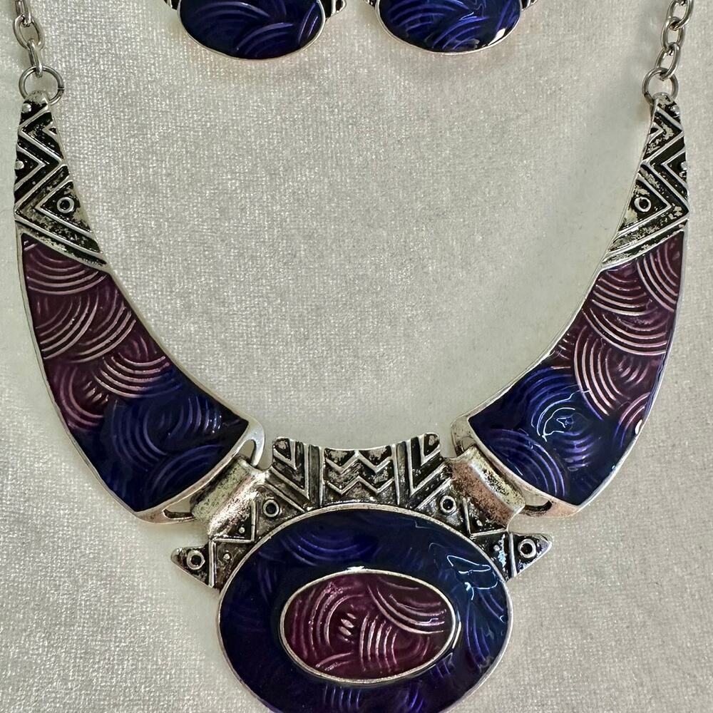 Thalia Sodi Enamel Bib Necklace, Silver-tone finish